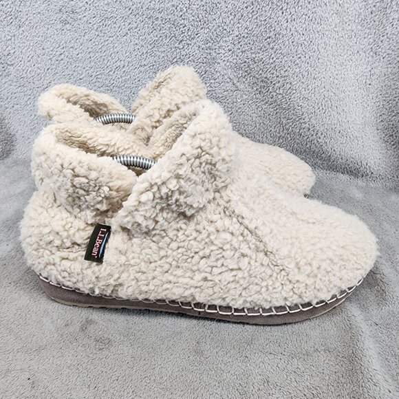 L.L. Bean Shoes Womens Size 10 Cream Cozy Shearling Slippers - Picture 5 of 12